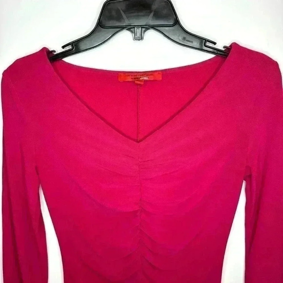Narciso Rodriguez Womens DesigNation Ruched Front V-Neck Knit Top Pink Size XS - Picture 6 of 7